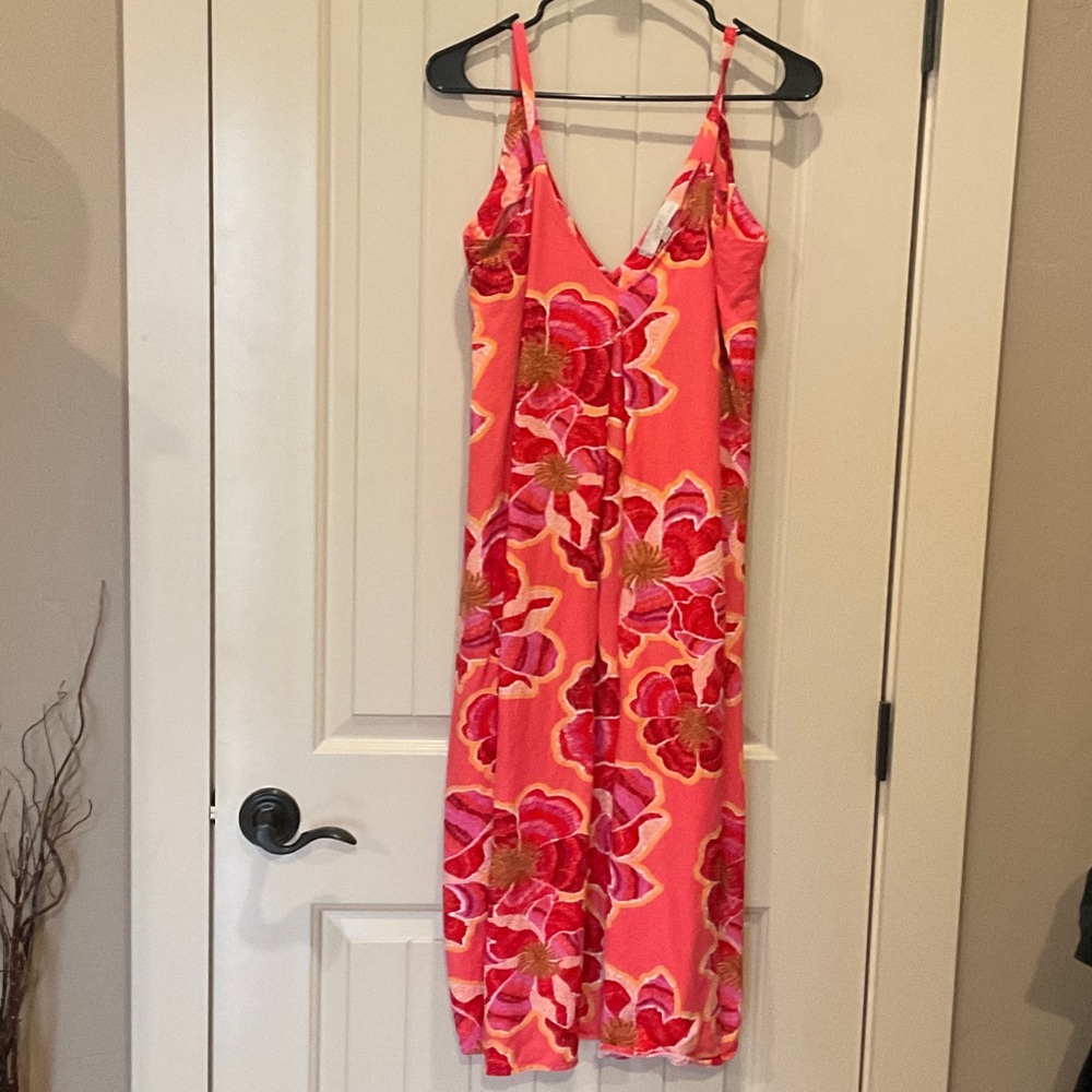 LOFT Pink and Red Floral Dress